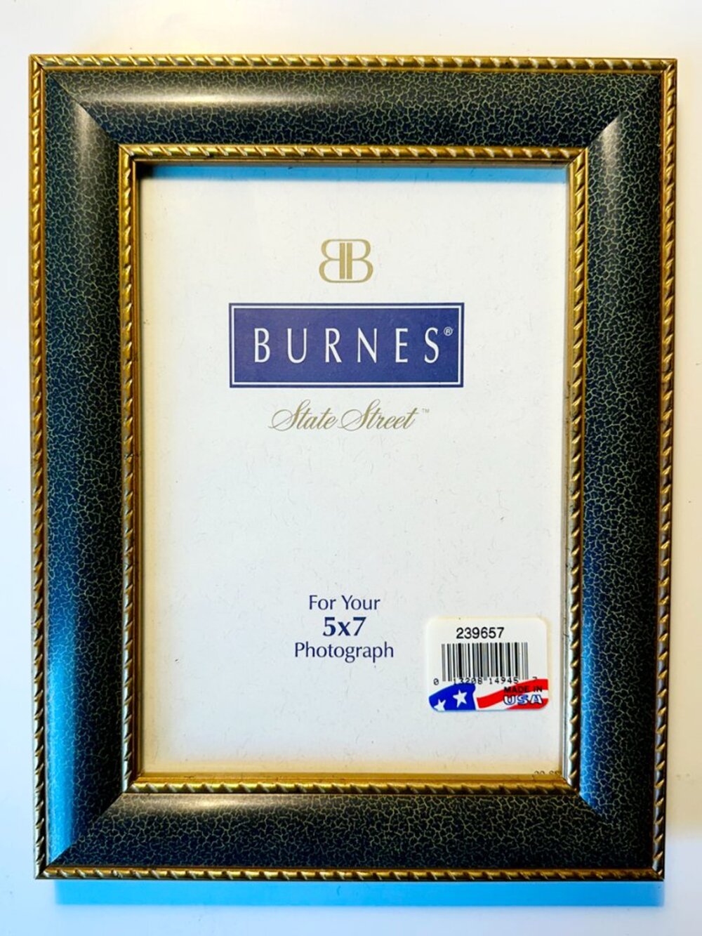 Burnes Green Crackle Picture Frame w/Gold Trim for 5x7 Photo New in Box!